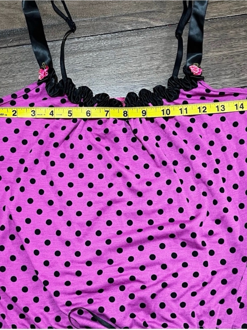 Betsey Johnson Purple Polka Dot Ruffle Romper Pajama - Picture 7 of 9